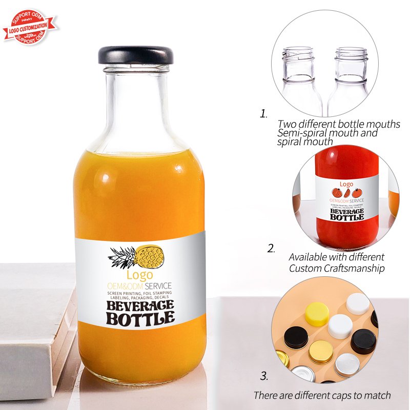 Hot selling 8oz 10oz 16oz seabuckthorn juice beverage glass bottle for liquid beverages container