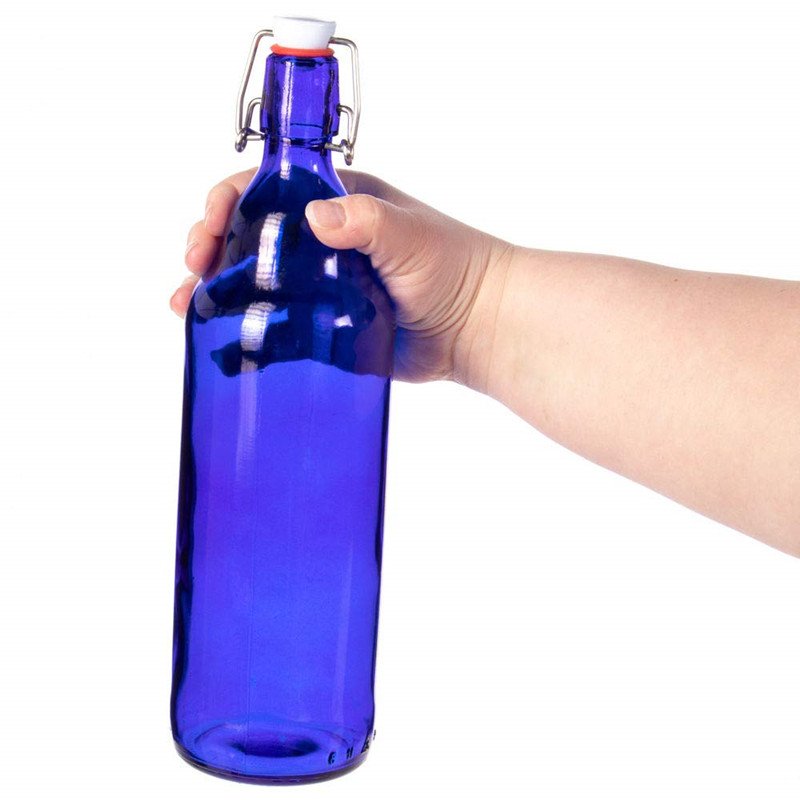 33 oz Blue Glass Bottles Swing Top/Flip Top Airtight Roll Cap Quart Size-for Alcoholic Beverages Home Brewing including Beer