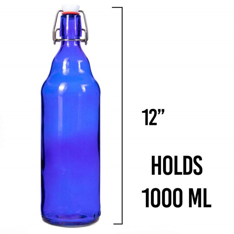 33 oz Blue Glass Bottles Swing Top/Flip Top Airtight Roll Cap Quart Size-for Alcoholic Beverages Home Brewing including Beer
