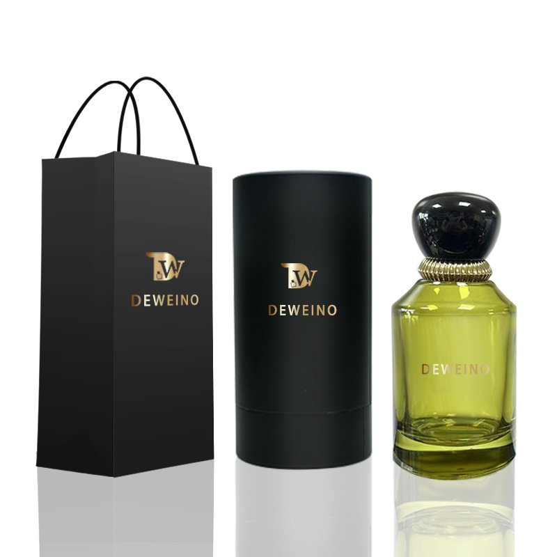 Unique Perfume Spray Bottles Round Perfume Glass Bottle 100Ml Olive Green Empty Perfume Bottle With Packaging