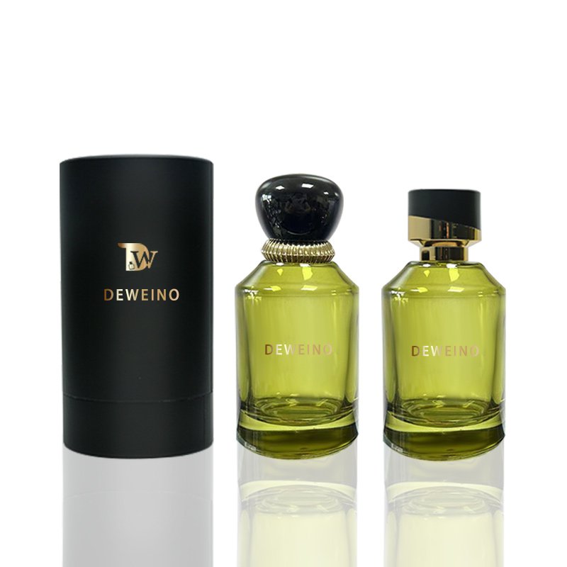 Unique Perfume Spray Bottles Round Perfume Glass Bottle 100Ml Olive Green Empty Perfume Bottle With Packaging