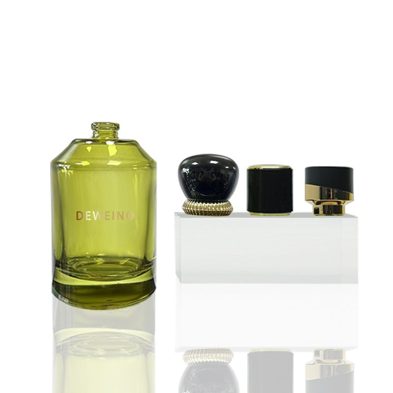 Unique Perfume Spray Bottles Round Perfume Glass Bottle 100Ml Olive Green Empty Perfume Bottle With Packaging