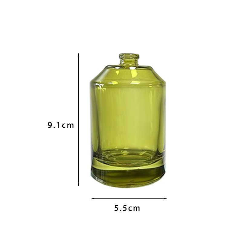 Unique Perfume Spray Bottles Round Perfume Glass Bottle 100Ml Olive Green Empty Perfume Bottle With Packaging