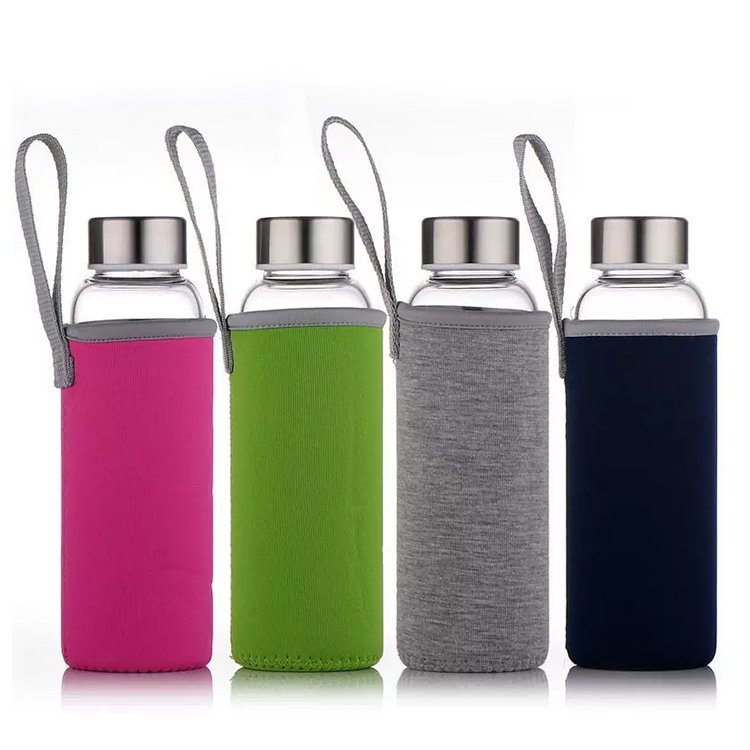 Top Grade 350Ml 500Ml 16Oz 700Ml 1L Transparent High Borosilicate Glass Water Bottle With Bamboo Lid