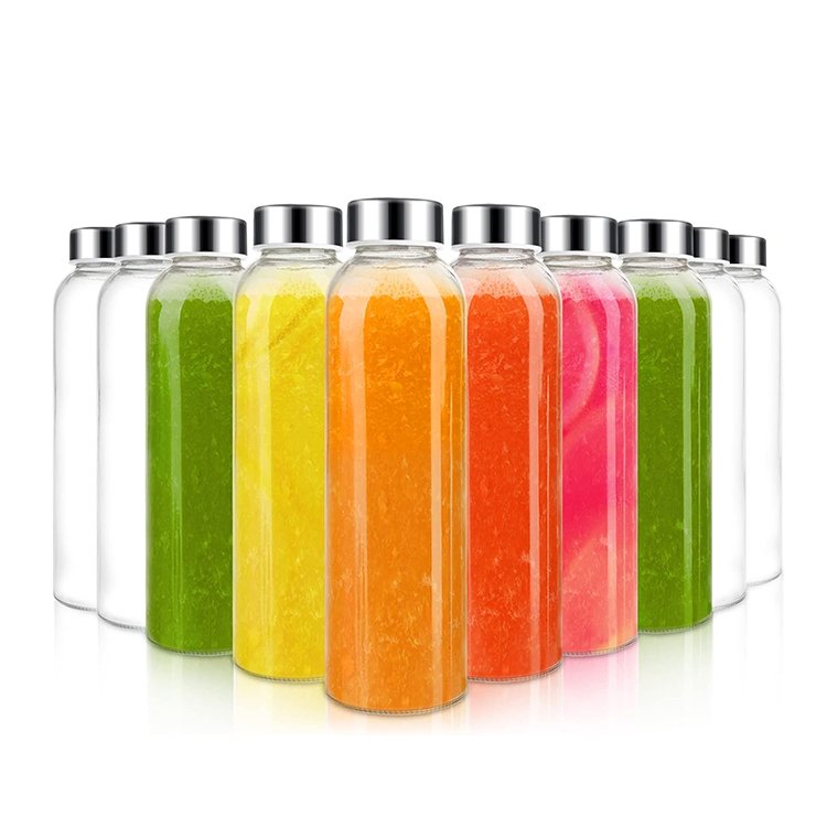 Top Grade 350Ml 500Ml 16Oz 700Ml 1L Transparent High Borosilicate Glass Water Bottle With Bamboo Lid