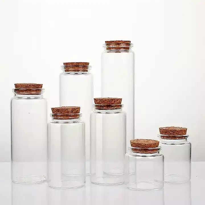 Small Glass Bottles 10ml Mini Storage Message Medicine Tea and Small Balls Glass Bottles Jar with Cork Lids