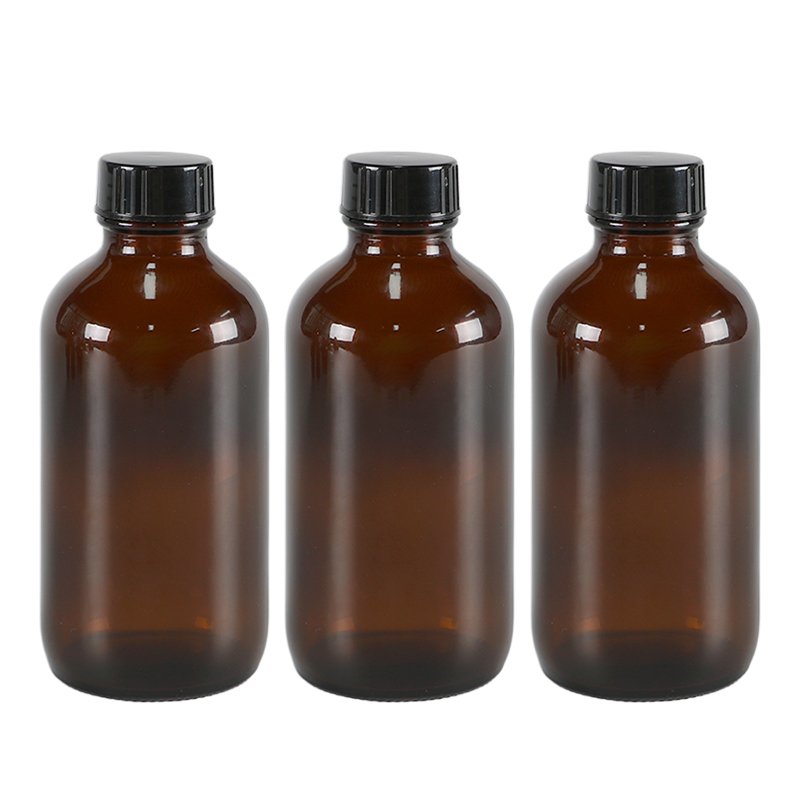 XWM Luxury Frosted Amber Brown Clear Boston Round Glass Bottles with dropper