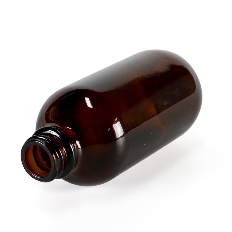 XWM Luxury Frosted Amber Brown Clear Boston Round Glass Bottles with dropper