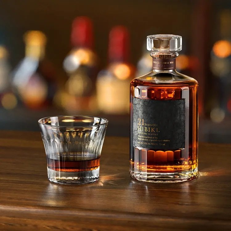 Exquisite transparent square empty 100ml 500ml 700ml 750ml whiskey rum brandy XO spirit glass bottle with spiral cork