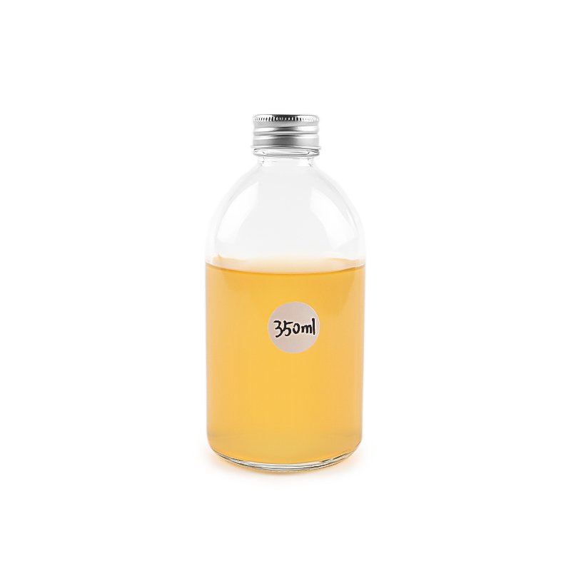 150ml 250ml 350ml 500ml 5oz 8oz 12oz 16oz Beverage fruit Juice Coffee Boston Round glass bottle with silver alum cap