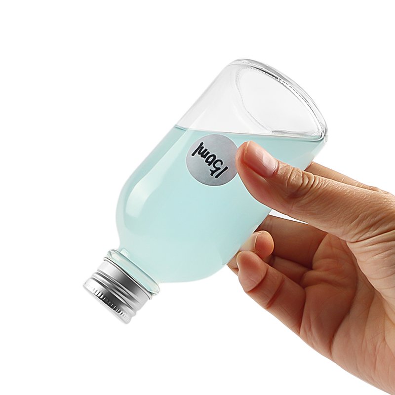 150ml 250ml 350ml 500ml 5oz 8oz 12oz 16oz Beverage fruit Juice Coffee Boston Round glass bottle with silver alum cap