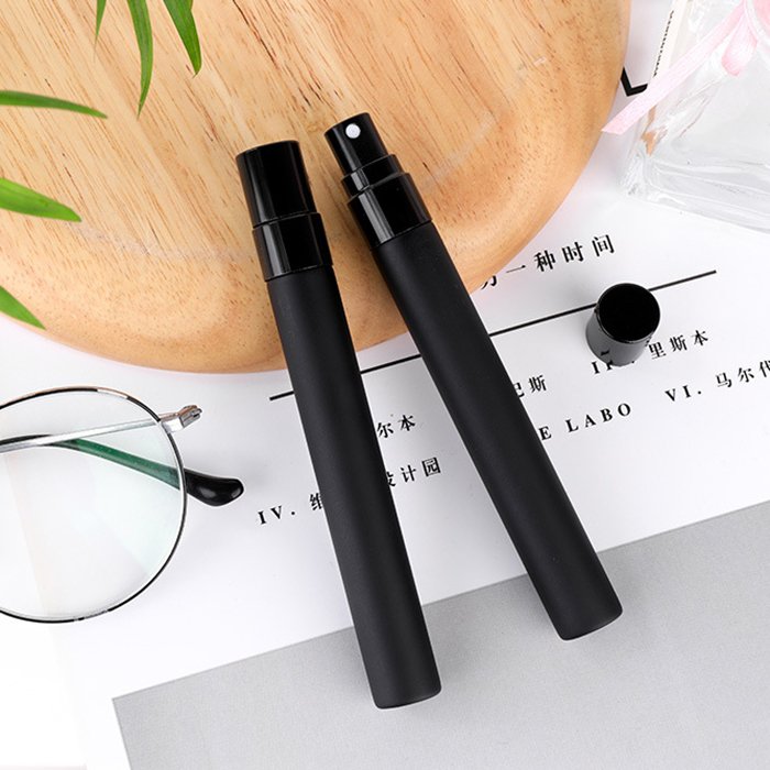 10ml Matte Black Round Tube Glass Spray Sub Bottle Light Block Perfume Sample Bottle