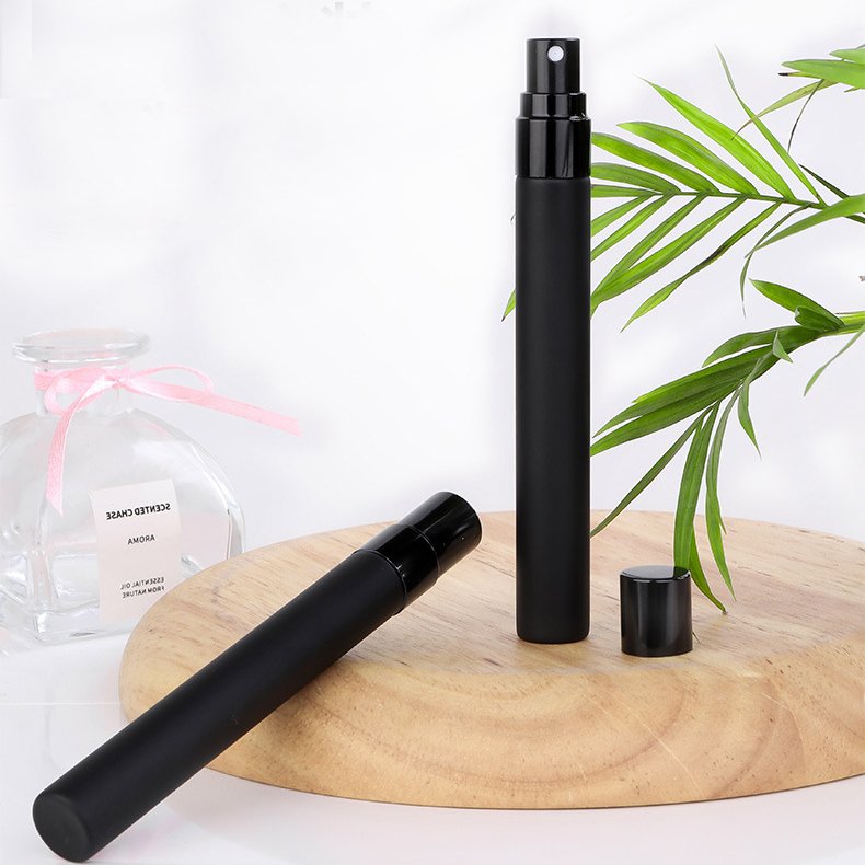 10ml Matte Black Round Tube Glass Spray Sub Bottle Light Block Perfume Sample Bottle
