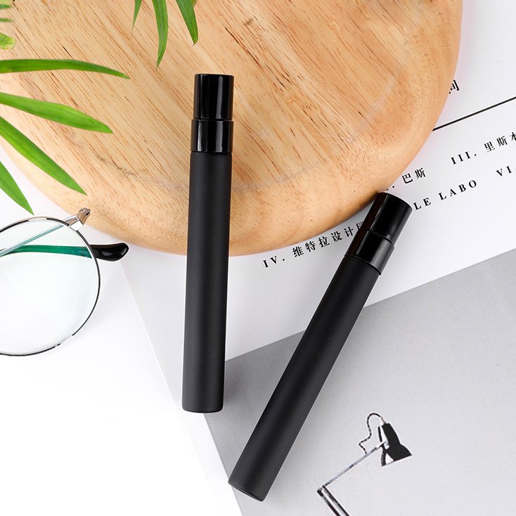 10ml Matte Black Round Tube Glass Spray Sub Bottle Light Block Perfume Sample Bottle