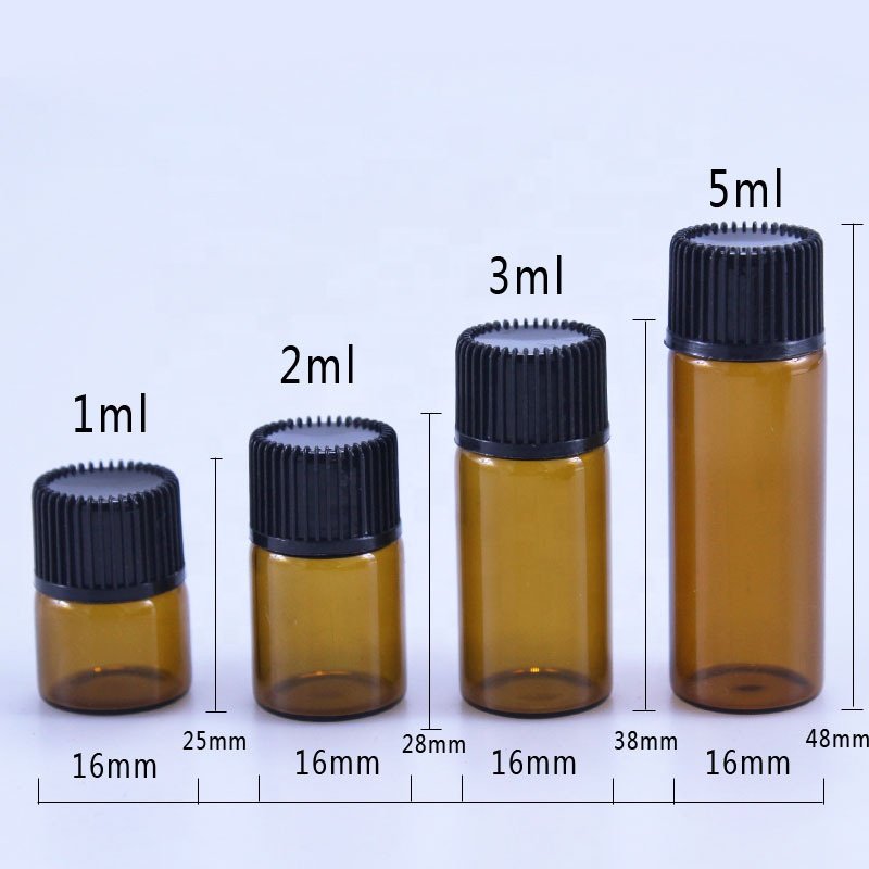 Custom Amber Perfume Sample Tester Refillable Mini Glass Bottle Glass Vial