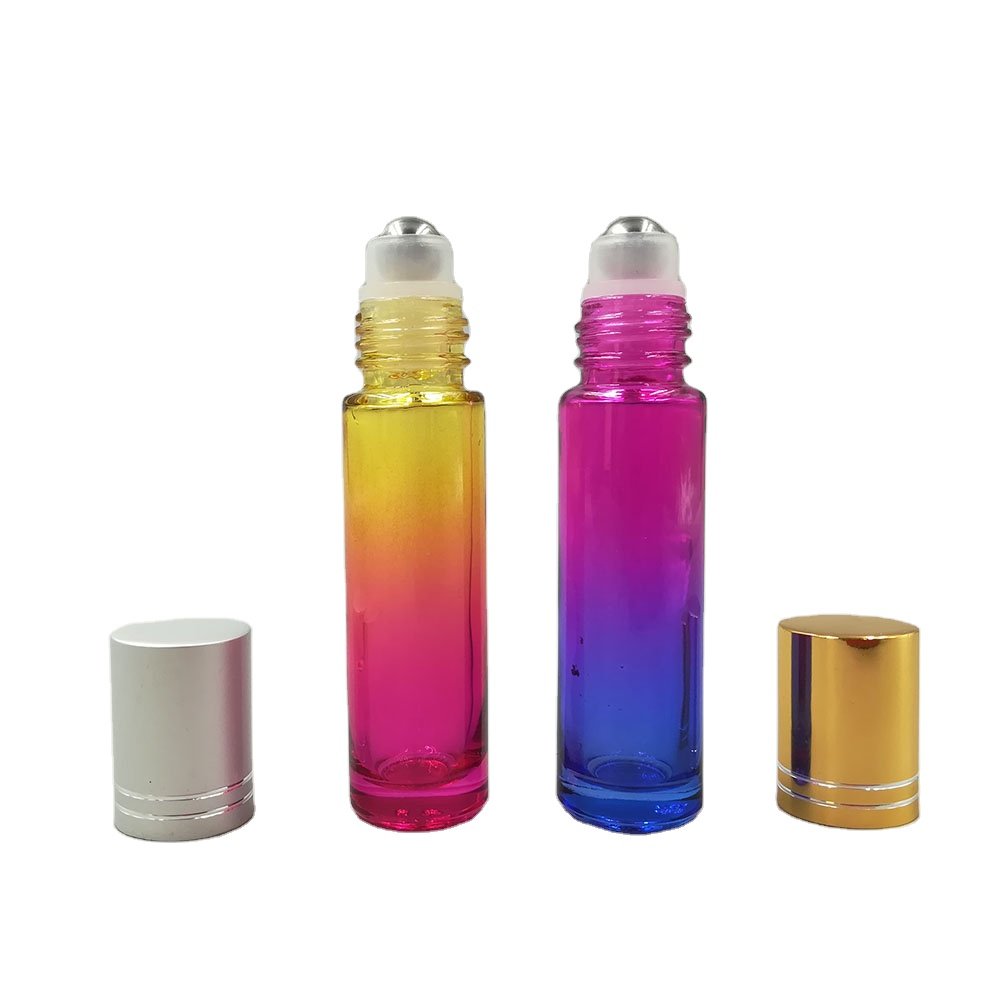 brown 10ml Empty amber glass roll on perfume bottle with black lid 3.3oz glass bottle with roller