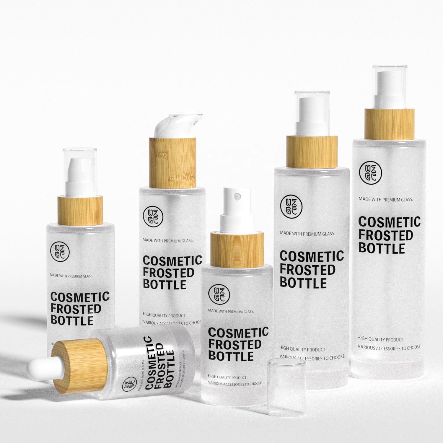 Luxury Bamboo Transparent Frosted 30ml50ml100ml120ml Glass Cosmetics Bottle For Essential Oil With Dropper And Pump