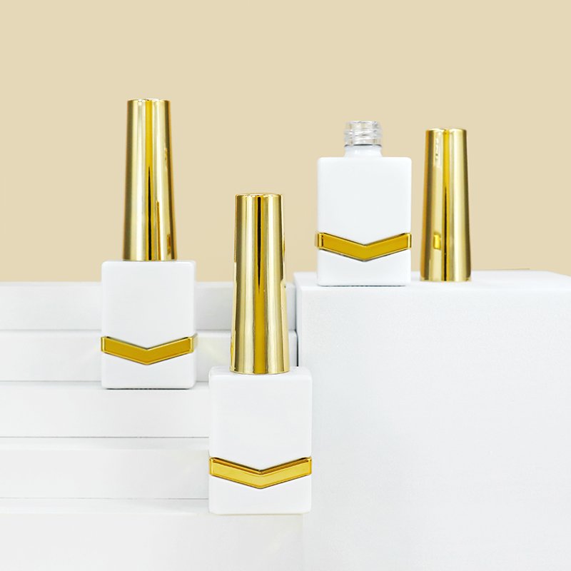 The 11 ml square empty nail polish glass bottle with the alloy part and assort the cap add brush