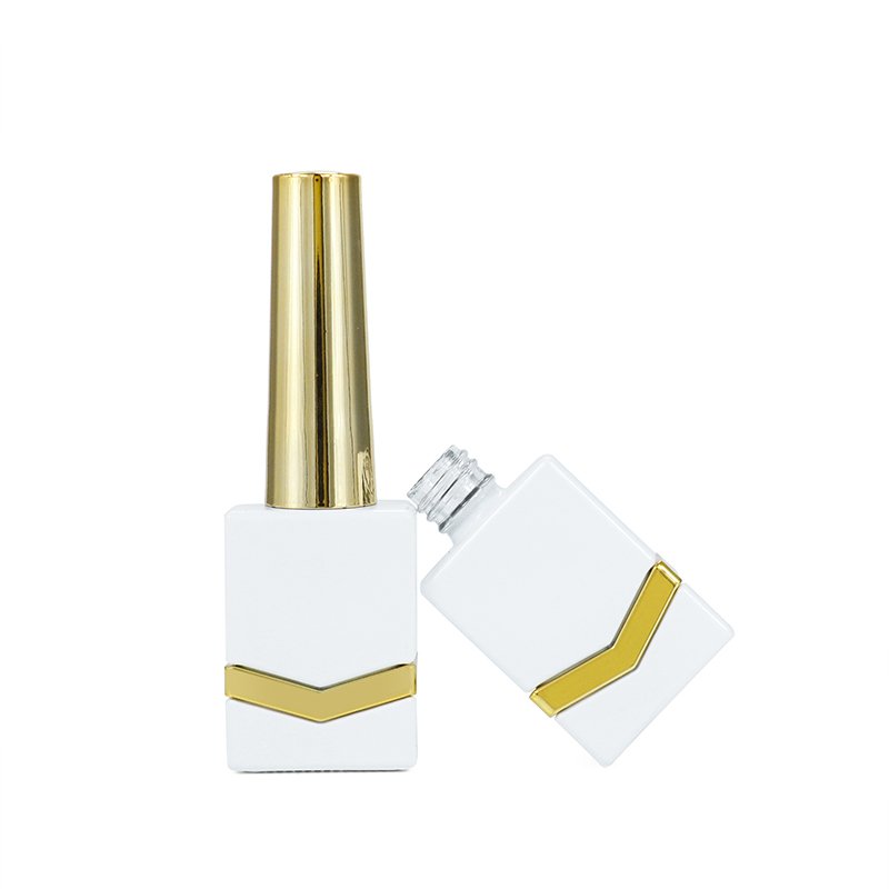 The 11 ml square empty nail polish glass bottle with the alloy part and assort the cap add brush