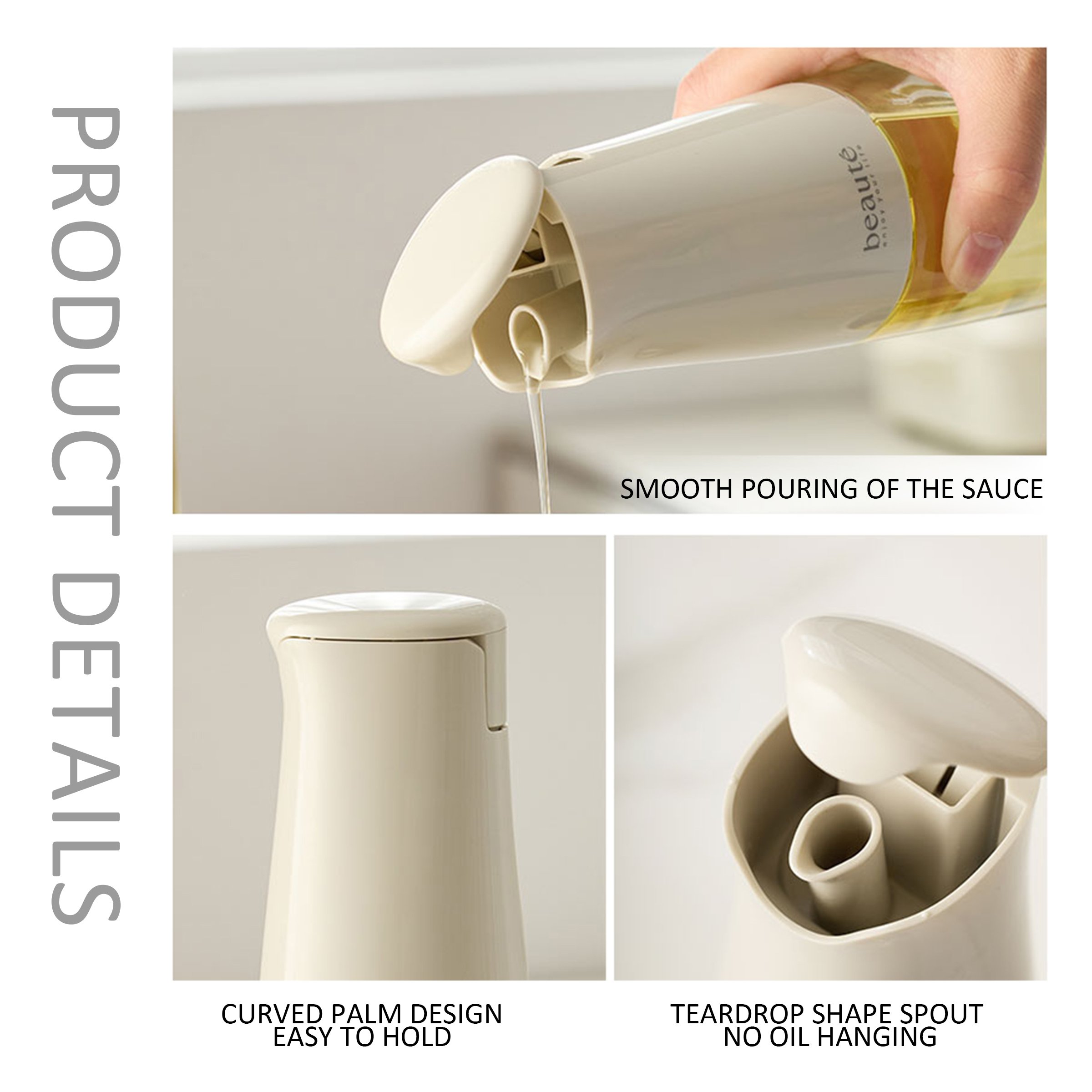 Hot home use automatic opening and closing gravity glass oil pot with lid condiment bottle vinegar bottle oil bottle