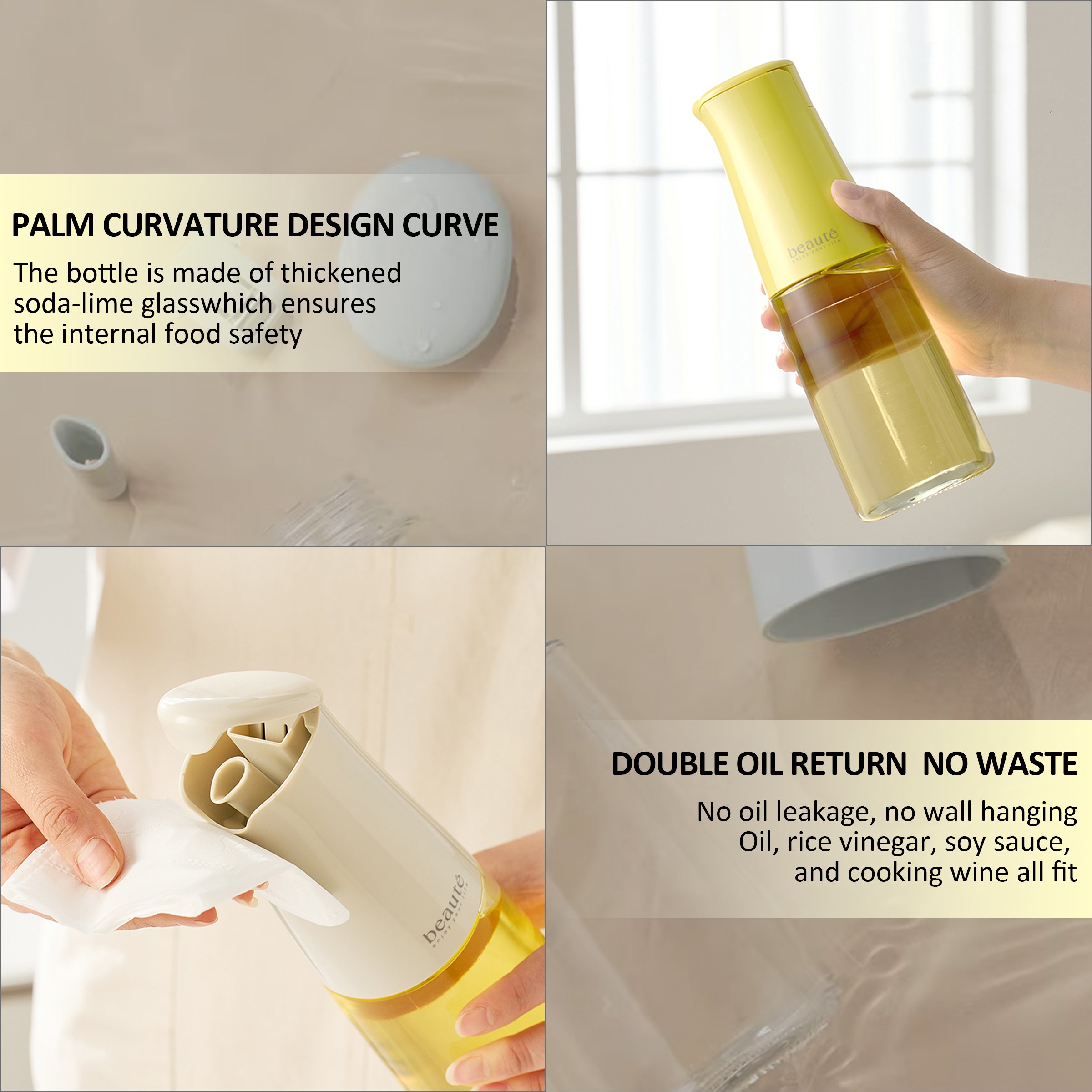 Hot home use automatic opening and closing gravity glass oil pot with lid condiment bottle vinegar bottle oil bottle