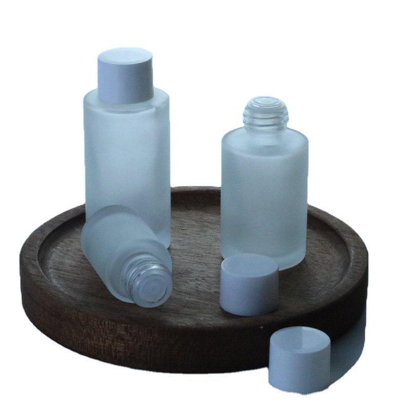 High Quality Empty Cylinder 30ml 60ml Cosmetic Packaging Glass Frosted Toner Bottle 100 ml (EPG29)