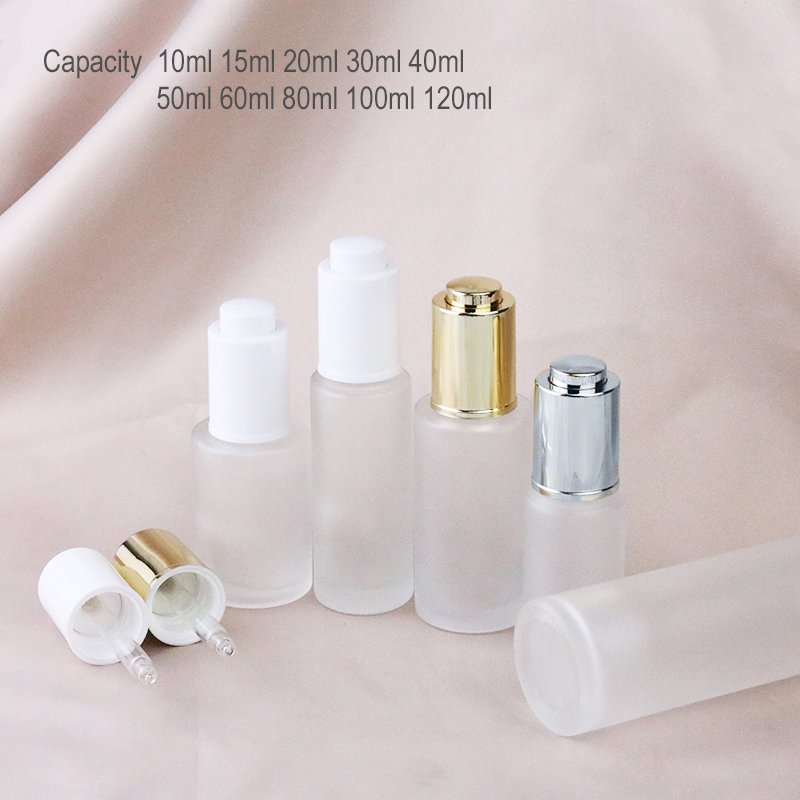 High Quality Empty Cylinder 30ml 60ml Cosmetic Packaging Glass Frosted Toner Bottle 100 ml (EPG29)