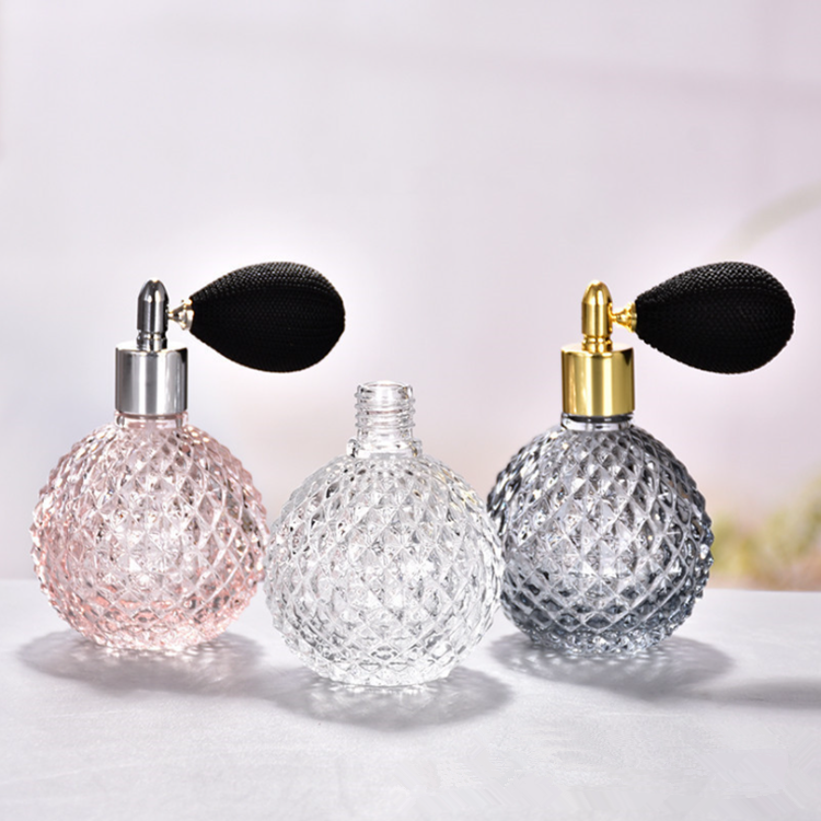 Empty 50ml 100ml colorful ball shape glass perfume bottle with air sac