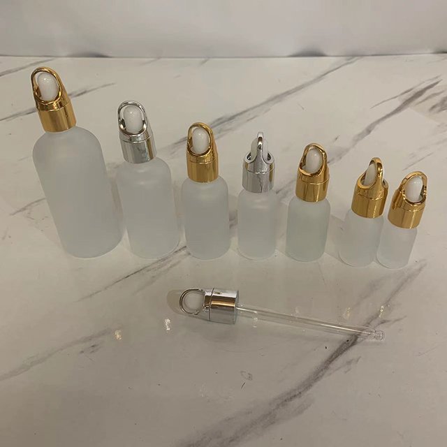 Hengjian ready to ship 5ml 10ml 15ml 20ml 30ml 50ml 100ml frosted glass cosmetic serum bottles for skin care essential oil