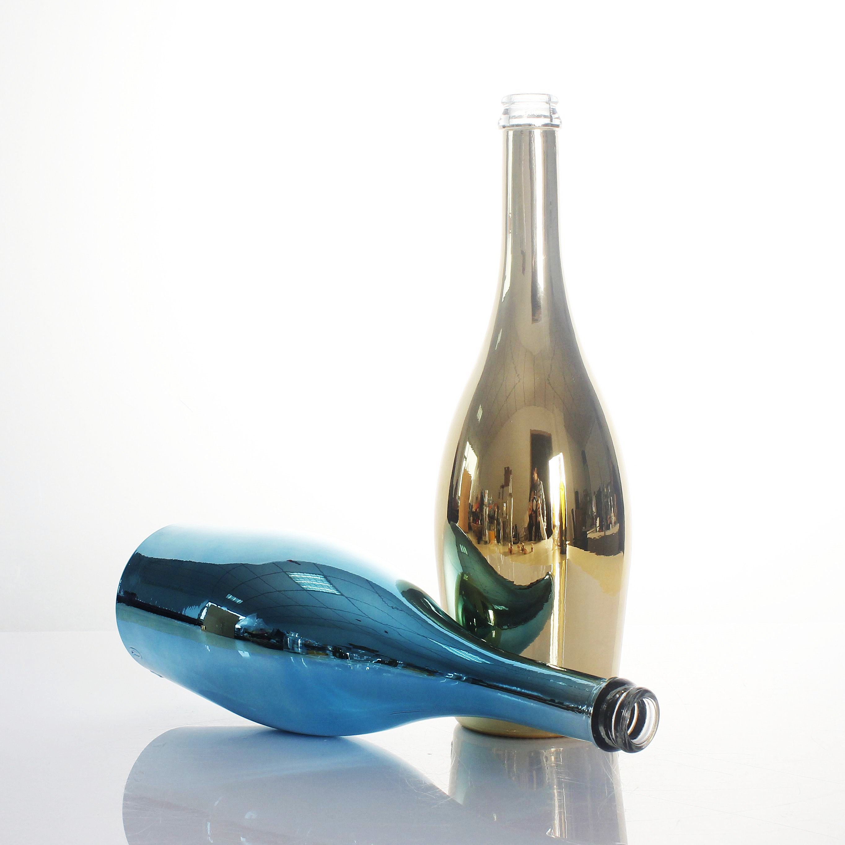 Customized Colorful Personalised Gold Blue Pink Green UV Printing Bottle 750 ml Champagne Glass Bottle
