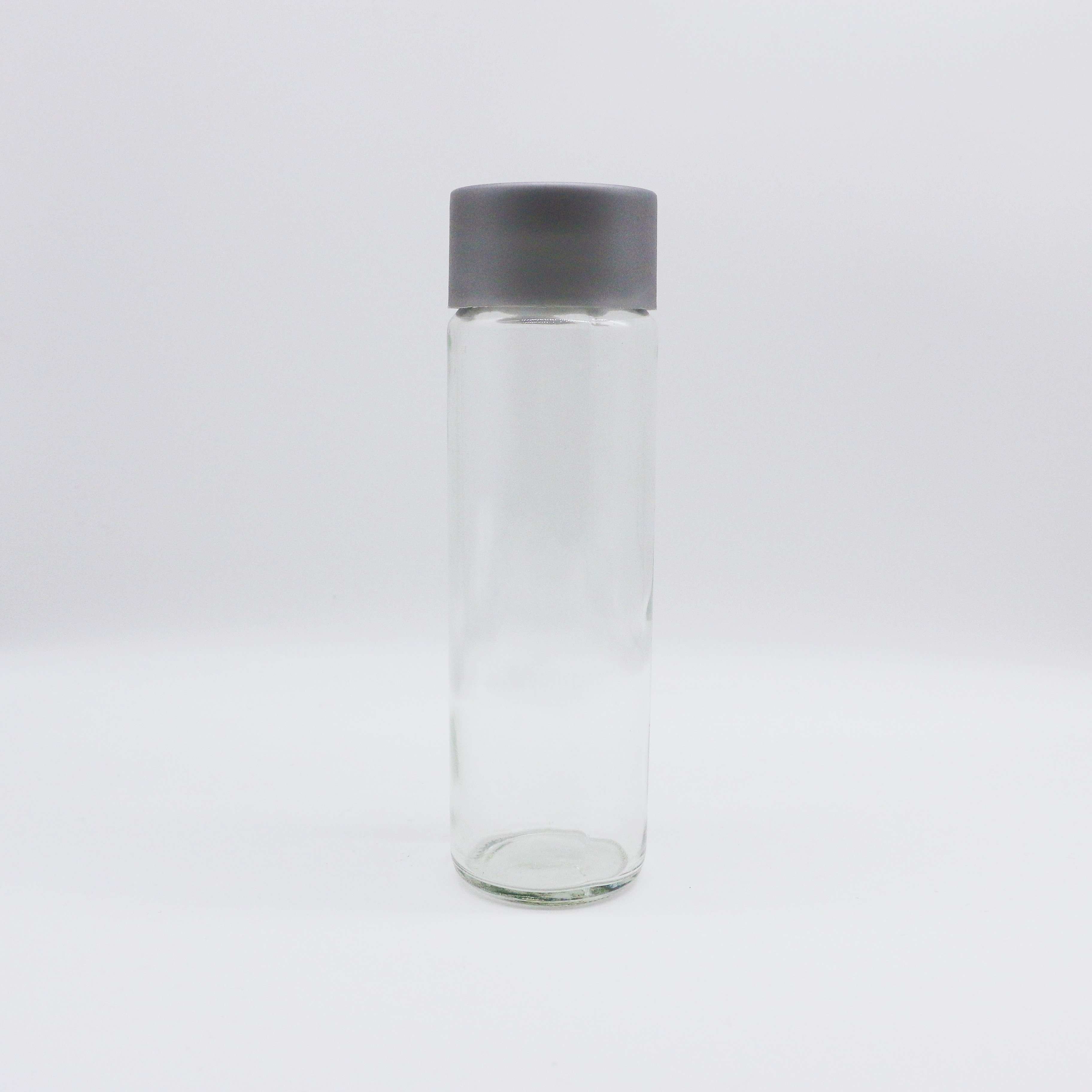 Empty transparent 500ml 375ml juice drink beverage mineral water glass bottle with plastic lid
