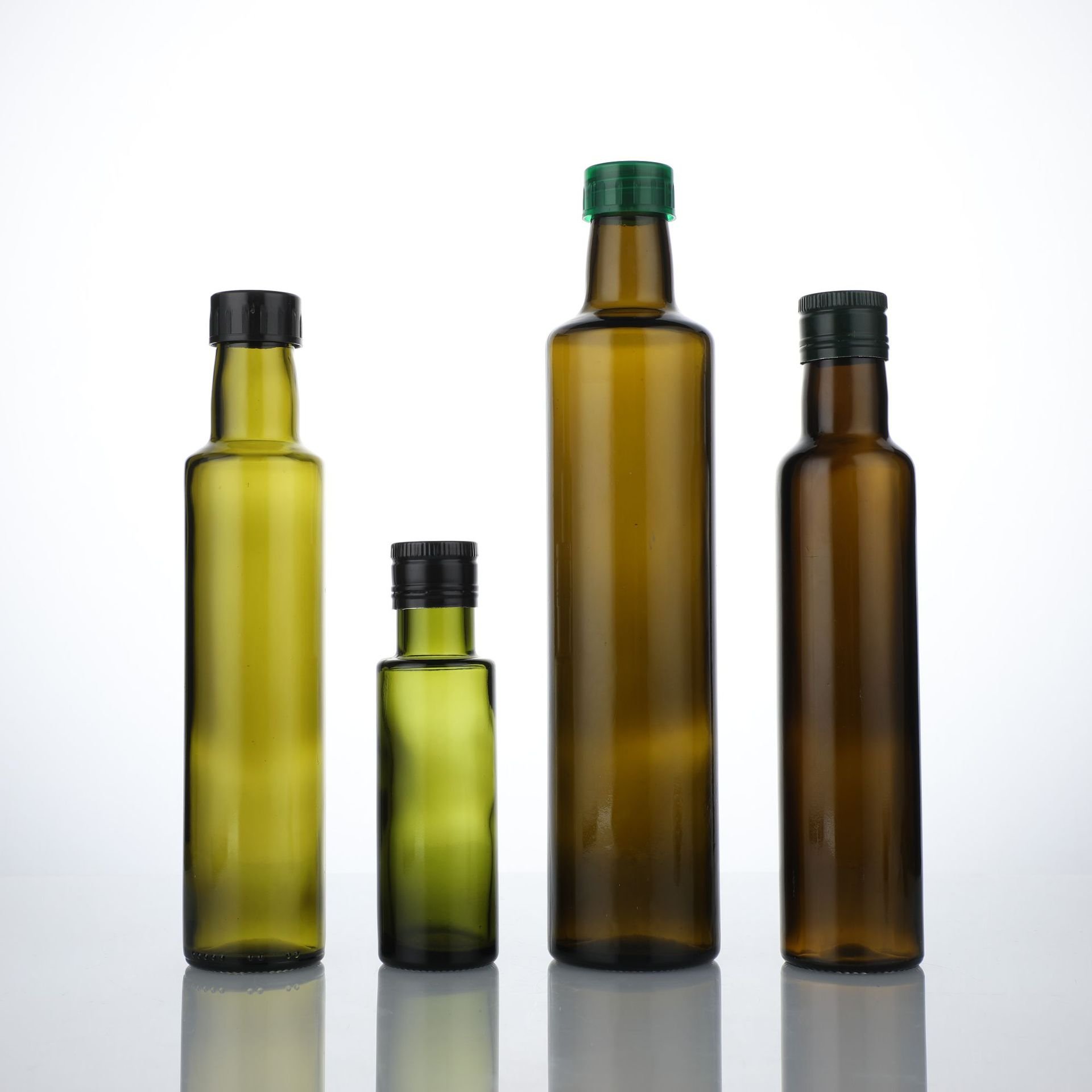 Wholesale Olive Oil Dark Green Glass Bottle With Standard 31.5mm Printed POP UP Plastic Insert Aluminum Plastic Cap