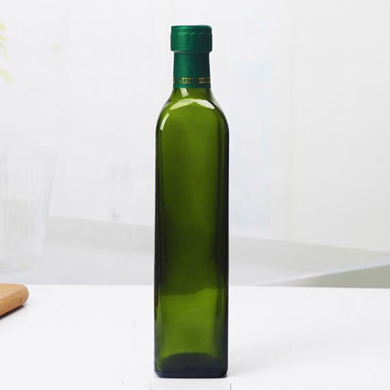 Wholesale Olive Oil Dark Green Glass Bottle With Standard 31.5mm Printed POP UP Plastic Insert Aluminum Plastic Cap