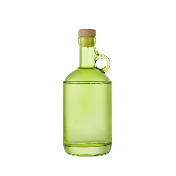 750ml 25OZ Flint Round Moonshine Spirits Glass Bottle With Straight Body Panel Design & Single Finger Pistol Grip Handle