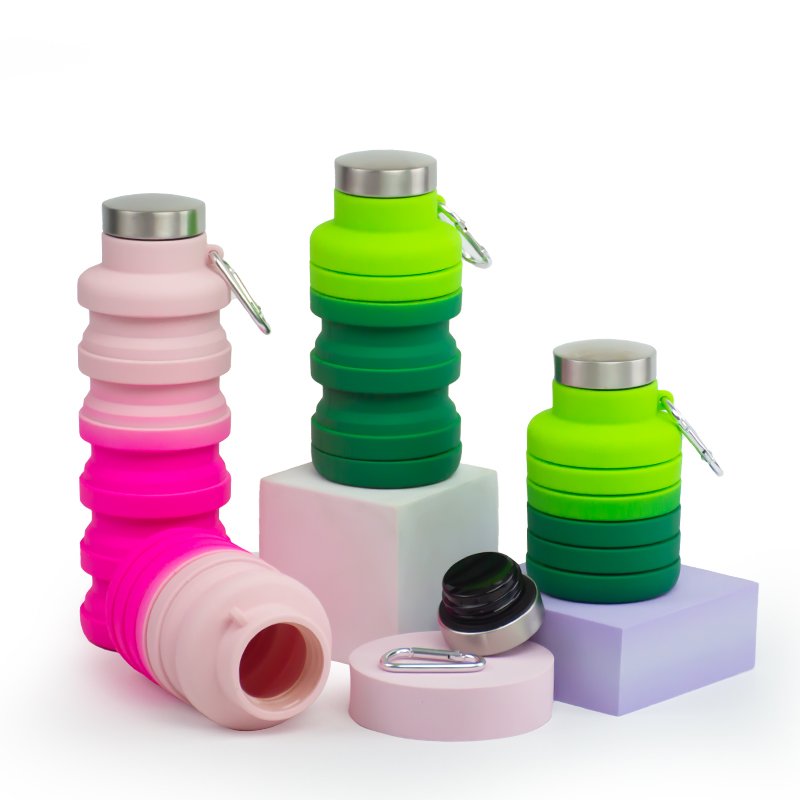 Custom Foldable Travel Bottles Outdoor Sport Portable Folding Drinking Water Bottle Collapsible Silicone Bottle