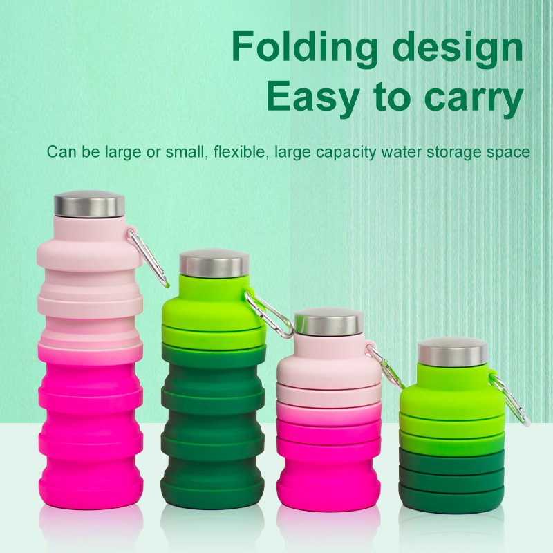 Custom Foldable Travel Bottles Outdoor Sport Portable Folding Drinking Water Bottle Collapsible Silicone Bottle