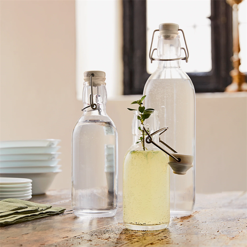 Swing Top Glass Bottles 1 Litre Water Bottles With Stopper Flip Top Factory Price Glass drinking Bottles