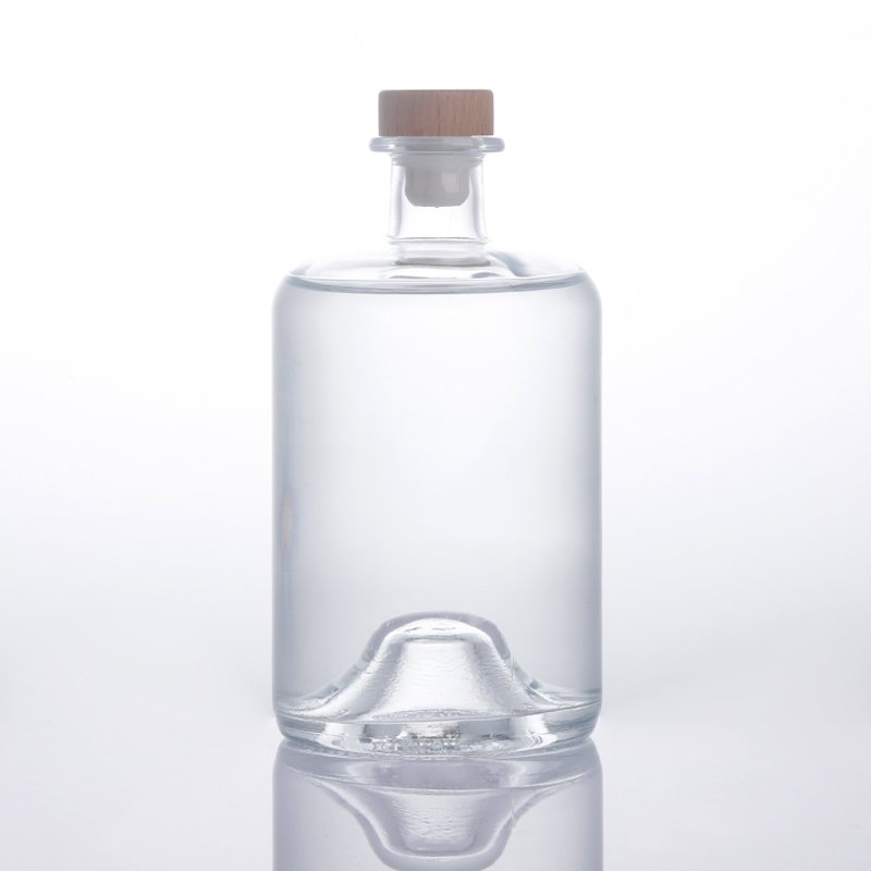 250ml 375ml 500ml 750ml Round Empty Flint Glass Tequila Liquor Wine Gin Whisky Vodka Glass Bottle With Cork Lid