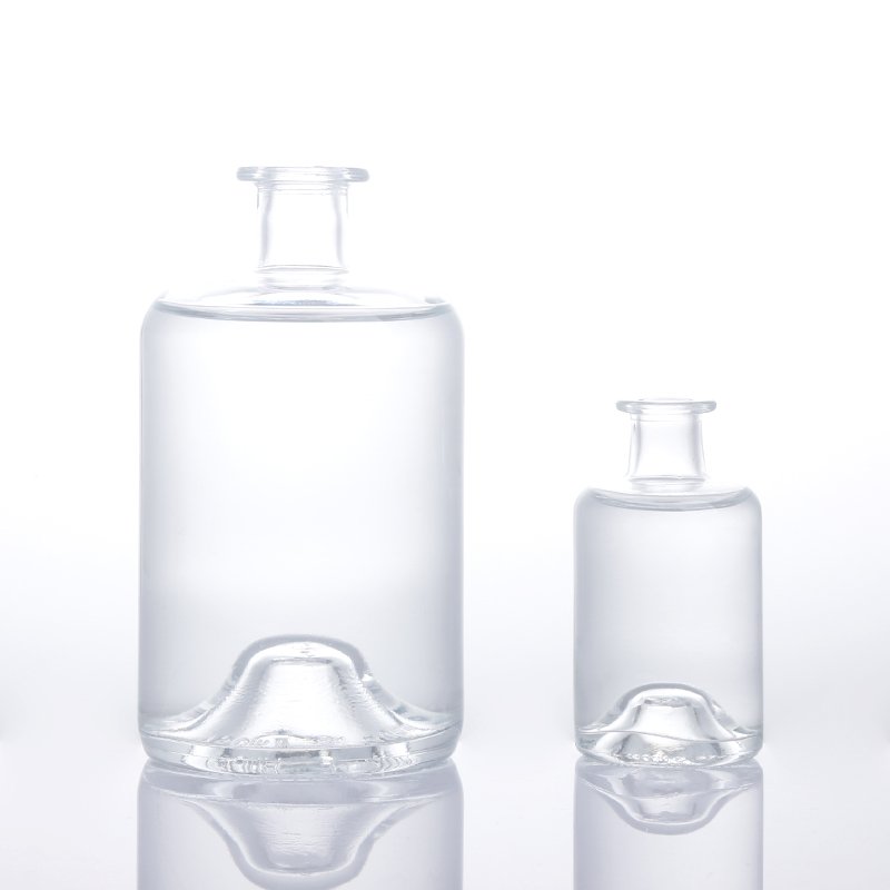 250ml 375ml 500ml 750ml Round Empty Flint Glass Tequila Liquor Wine Gin Whisky Vodka Glass Bottle With Cork Lid