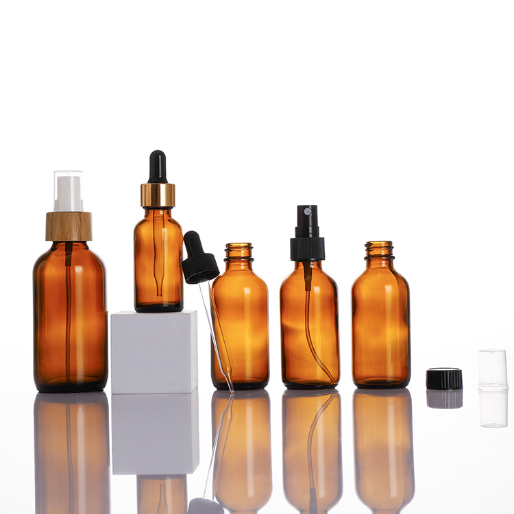 Hot wholesale manufacturers 15 ml 30 ml 60 ml 240 ml 500 ml 1000 ml cobalt blue amber Boston glass bottle round oil bottle