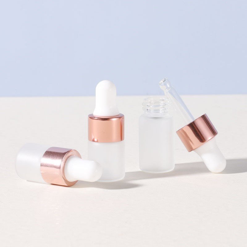 1ml 2ml 3ml 5ml frost cosmetic essential oil glass dropper bottle New Vial Glass Bottle with Dropper for Mini Serum Sample
