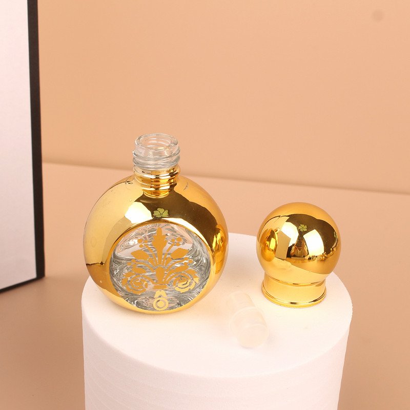 Premium 15ml Arabic Oil Perfume Bottle Gold Parfum Roll on Container Portable Mini Essential Oil Roller Ball Glass Bottles