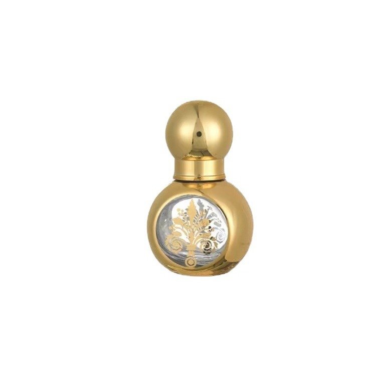 Premium 15ml Arabic Oil Perfume Bottle Gold Parfum Roll on Container Portable Mini Essential Oil Roller Ball Glass Bottles