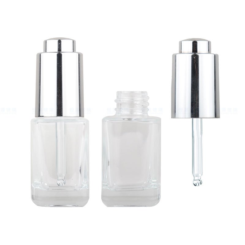 Factory 15ml Cosmetic Lotion Frosted Glass Bottle With Spray Pump