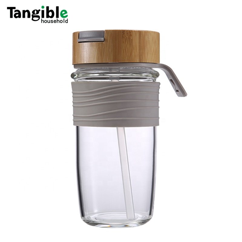 2023 New 20oz 24oz 32oz Glass Tumbler with Bamboo Lid and Straw for Iced Coffee Cup with Handle BPA free
