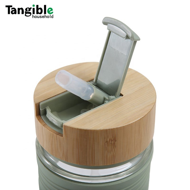 2023 New 20oz 24oz 32oz Glass Tumbler with Bamboo Lid and Straw for Iced Coffee Cup with Handle BPA free