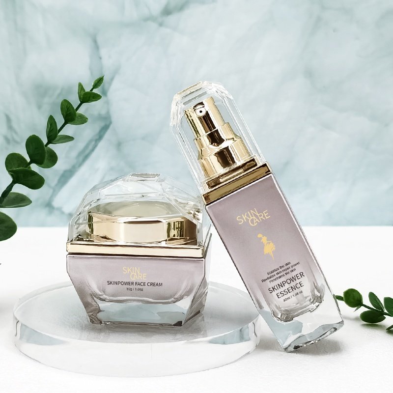 50g 40 100 120ml light purple cosmetic glass set Empty Glass Bottle and Jar for Serum Lotion Skin Care Eye Face Cream Balm
