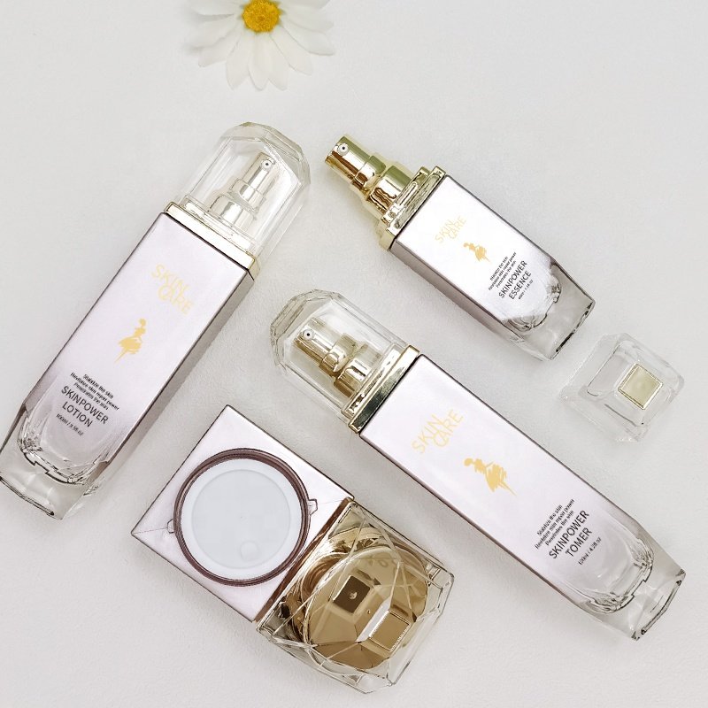 50g 40 100 120ml light purple cosmetic glass set Empty Glass Bottle and Jar for Serum Lotion Skin Care Eye Face Cream Balm