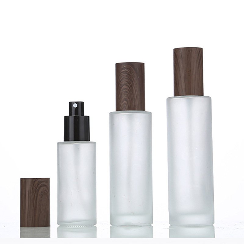 Water Transfer Printing Dark Wood Grain Cap Spray Glass Bottle