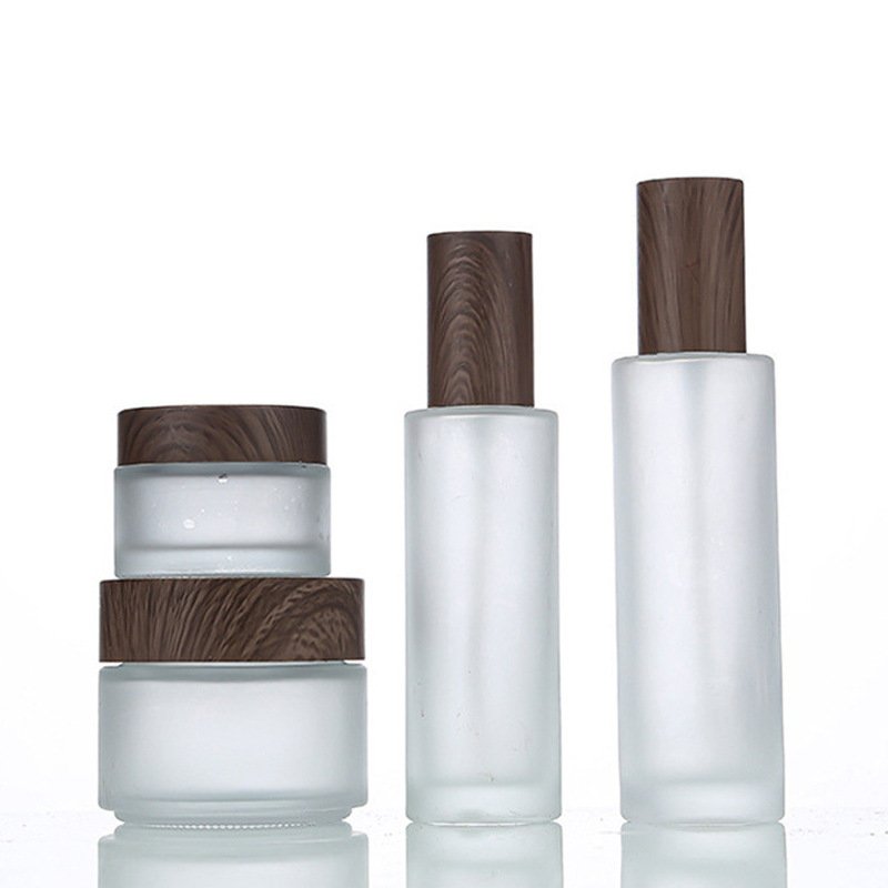 Water Transfer Printing Dark Wood Grain Cap Spray Glass Bottle